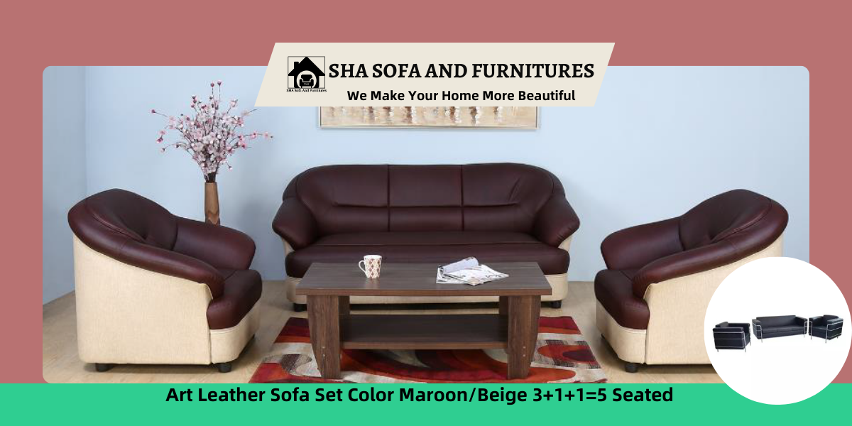 Art Leather Sofa Set 3+1+1=5 Seated