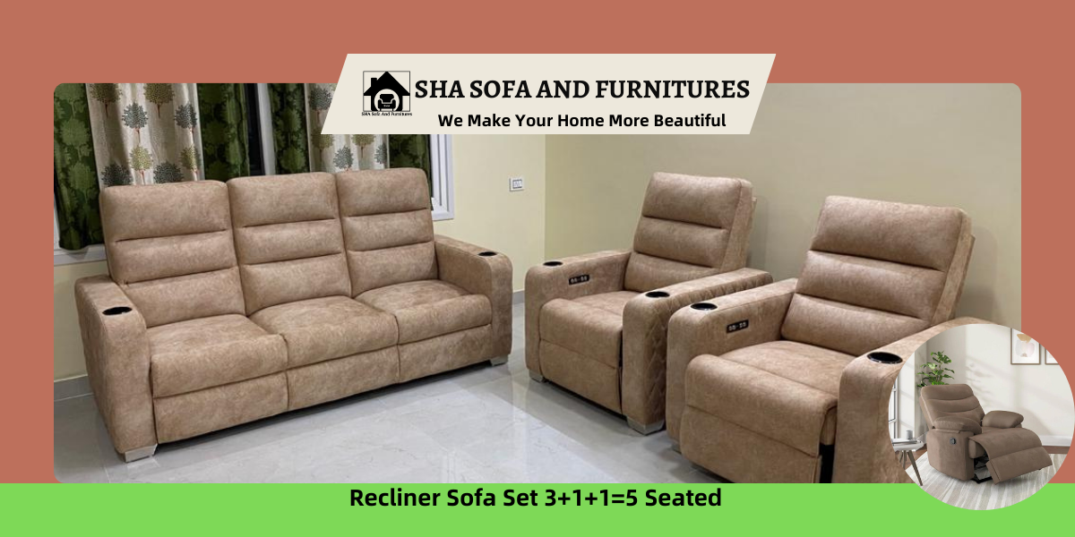 Recliner Sofa Set 3+1+1=5 Seated